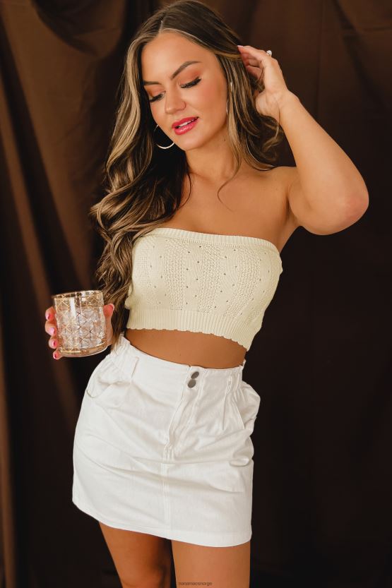 kaki NanaMacs kjent for alle stroppeløs strikket crop top 402NJ01401