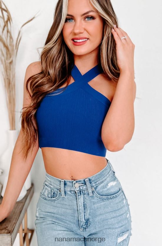 kongeblå NanaMacs min kjære ribbet grime crop top 402NJ01333