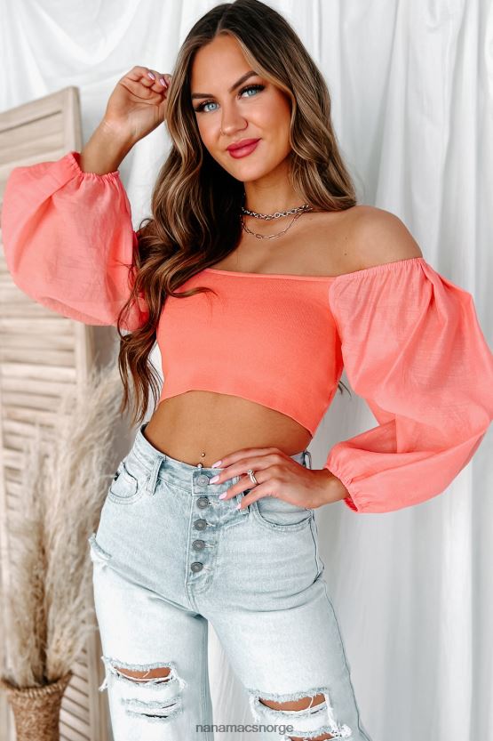 korall NanaMacs total babe strikket crop topp med kontrastermer 402NJ01390