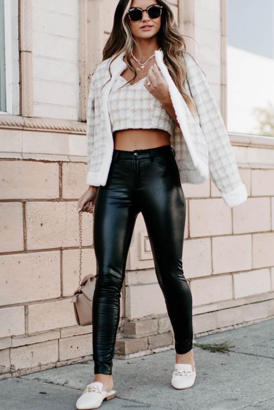 krem NanaMacs vekker oppmerksomhet houndstooth crop top 402NJ0199