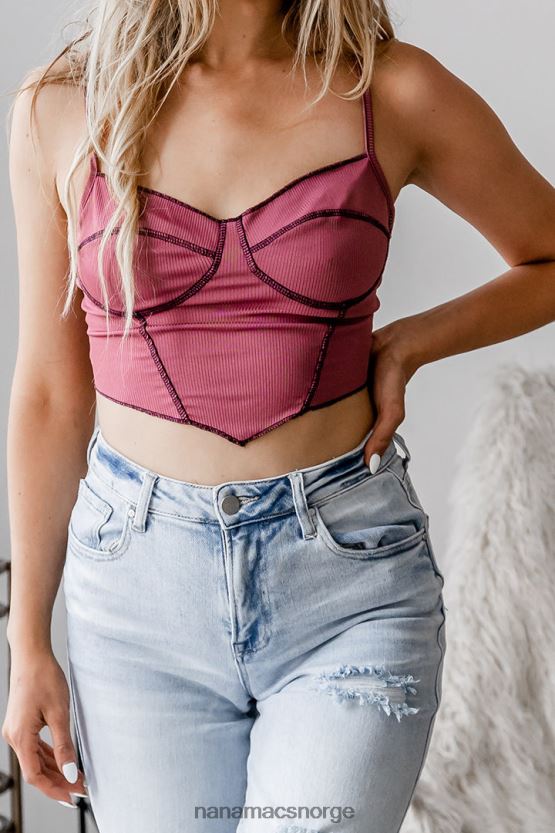 mørk lilla NanaMacs forlater at du ønsker mer kontrast søm crop top 402NJ01330