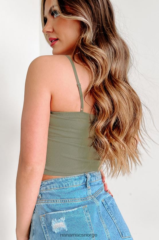 militærgrønn NanaMacs tinsley ribbet crop topp 402NJ0567