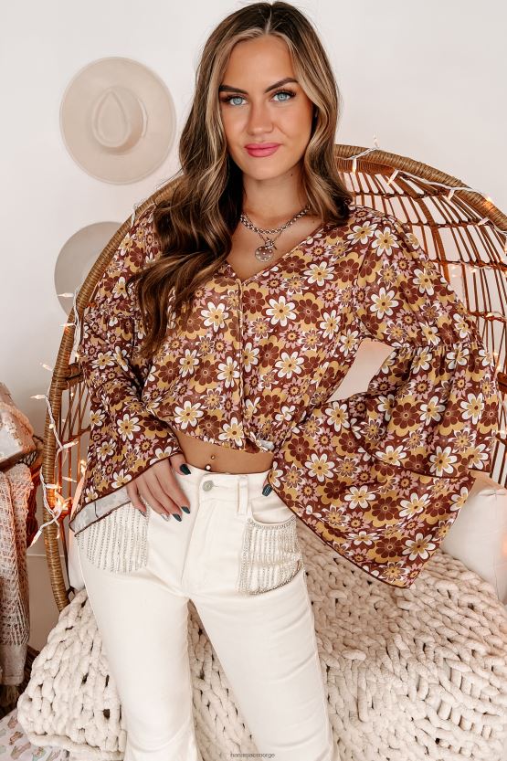 mokka NanaMacs langt ut floral tiered crop top 402NJ01783