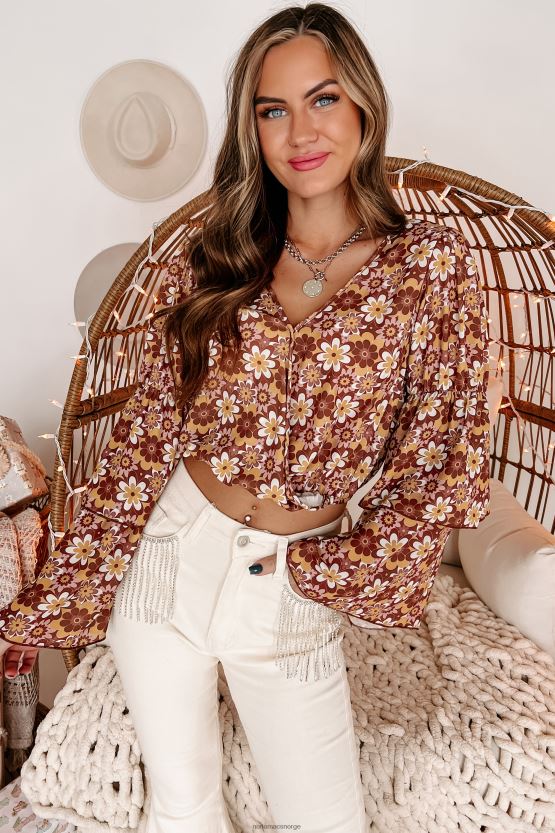 mokka NanaMacs langt ut floral tiered crop top 402NJ01783