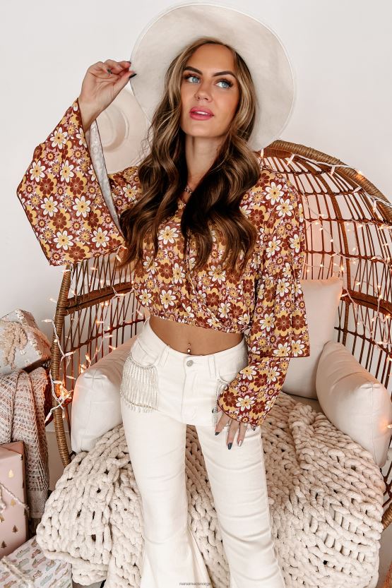 mokka NanaMacs langt ut floral tiered crop top 402NJ01783