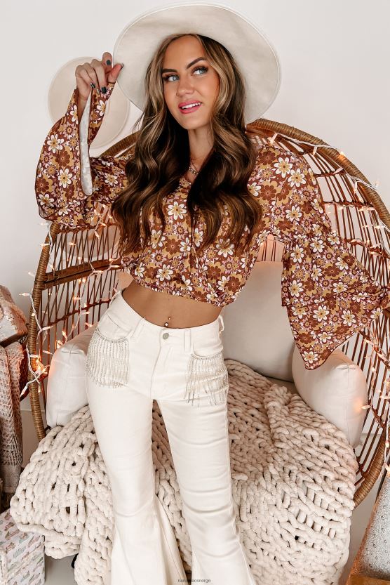 mokka NanaMacs langt ut floral tiered crop top 402NJ01783