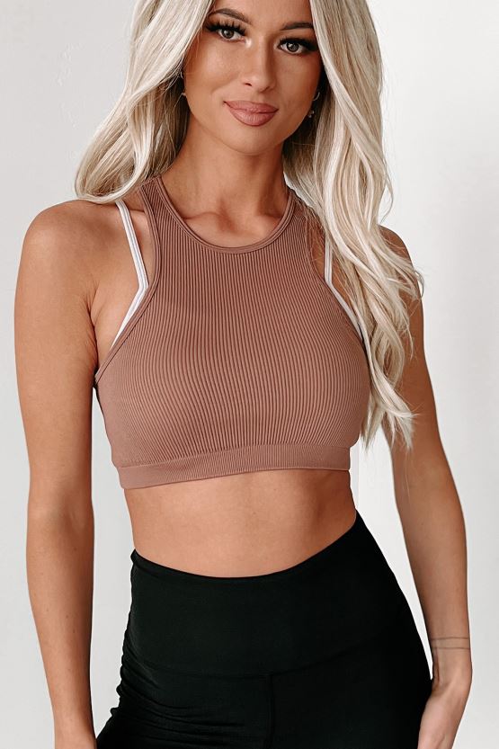 mokka/lys stein NanaMacs nyter dagen min dobbeltlags crop top 402NJ01176