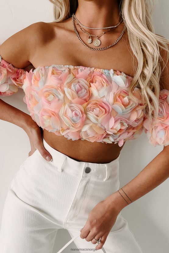 multi NanaMacs dristig blomstrende av skulderen 3d floral crop top 402NJ087