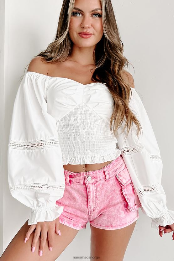 off white NanaMacs liten byjente smocked bondermet crop top 402NJ042