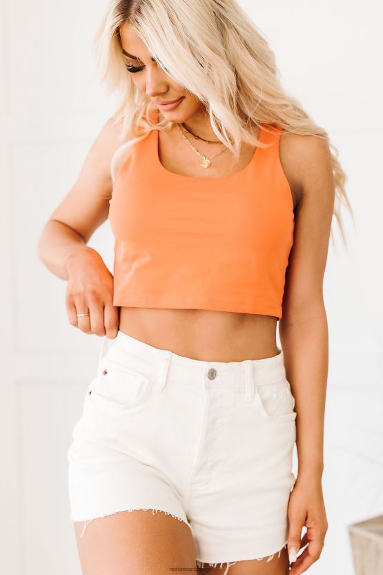 oransje NanaMacs blir forvandlet scoop neck crop top 402NJ0736