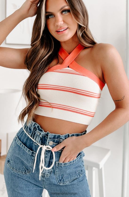 oransje NanaMacs en retro øyeblikk stripete grime crop top 402NJ01262