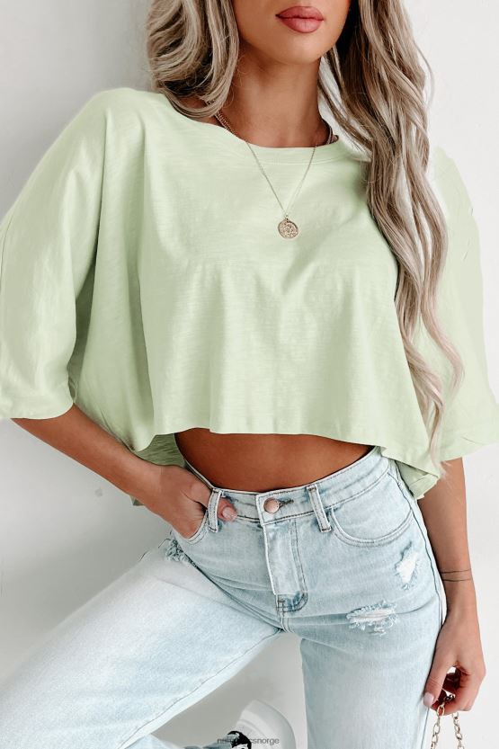 pastellgrønn NanaMacs oversized dolman sleeve crop topp 402NJ0618