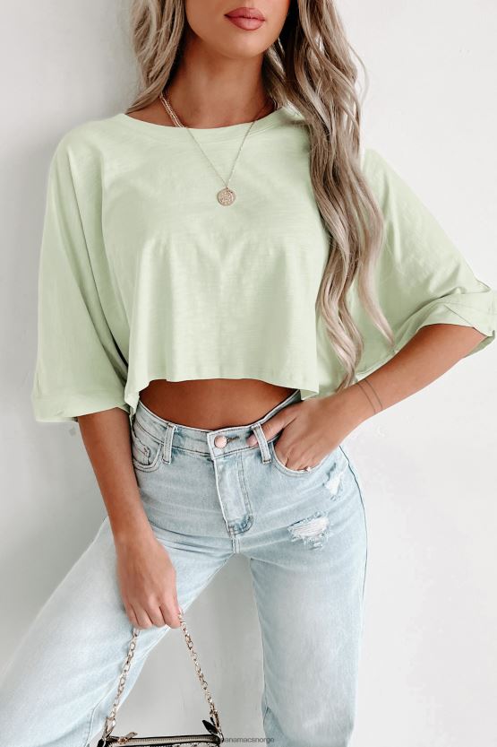 pastellgrønn NanaMacs oversized dolman sleeve crop topp 402NJ0618