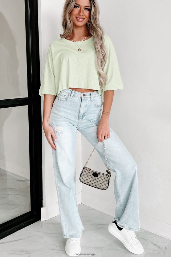 pastellgrønn NanaMacs oversized dolman sleeve crop topp 402NJ0618