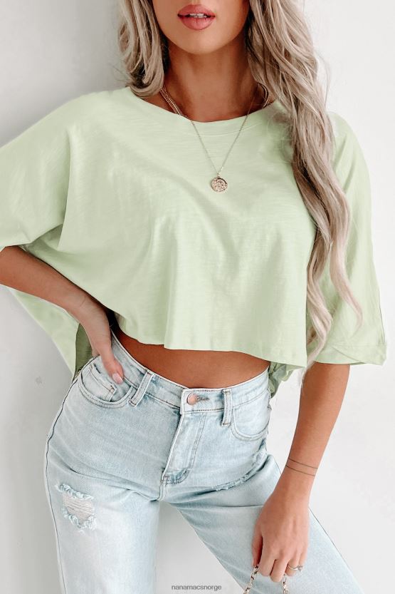 pastellgrønn NanaMacs oversized dolman sleeve crop topp 402NJ0618