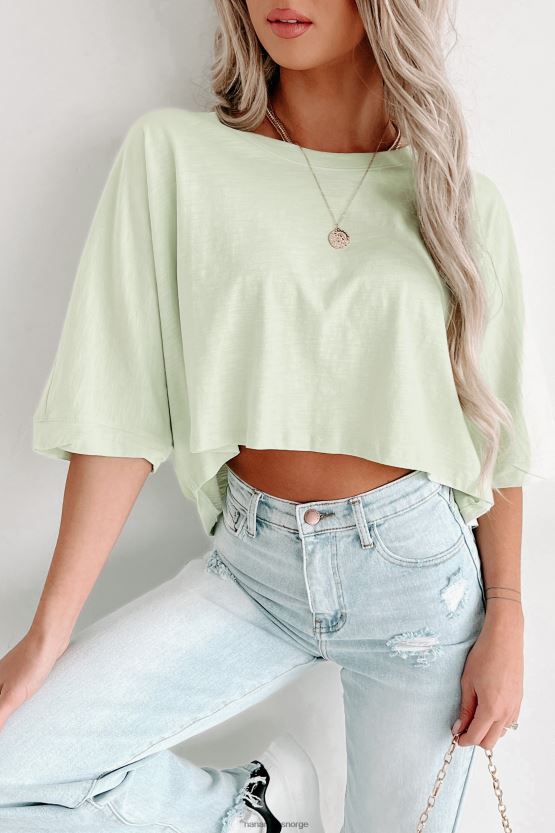 pastellgrønn NanaMacs oversized dolman sleeve crop topp 402NJ0618