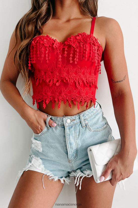 rød NanaMacs djevelen du kjenner heklet blonde bustier crop top 402NJ046