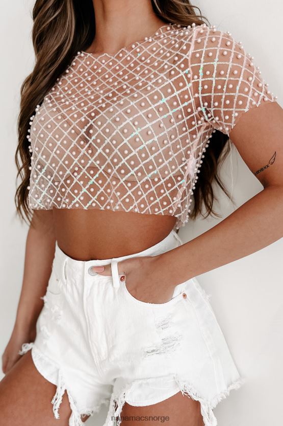 rødme NanaMacs staying gylden paljett glitter mesh crop top 402NJ0149