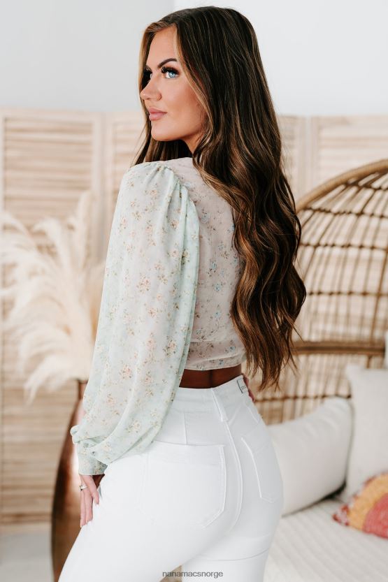 rødme/blått NanaMacs forpliktet til deg floral tie-front crop top 402NJ01518