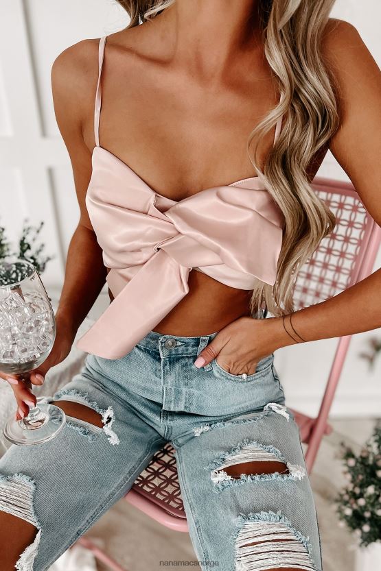 rosa NanaMacs drukner i lyst sløyfe foran sateng crop topp 402NJ0239