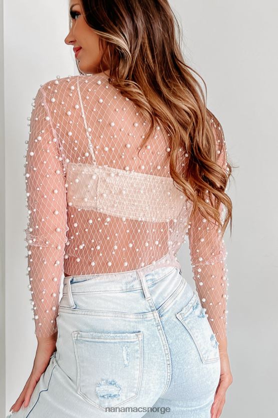 rosa NanaMacs fabelaktig feilfri rhinestone perle mesh crop topp 402NJ0145