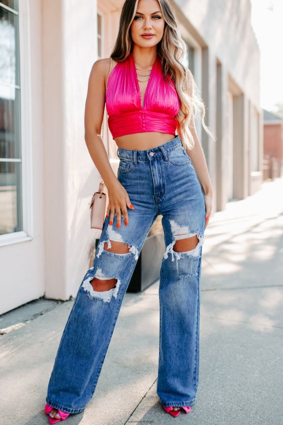 rosa NanaMacs febrilsk drøm plissert grime crop top 402NJ0217