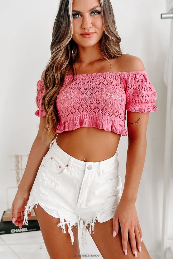 rosa NanaMacs preslina heklestrikket peplum crop topp 402NJ0779