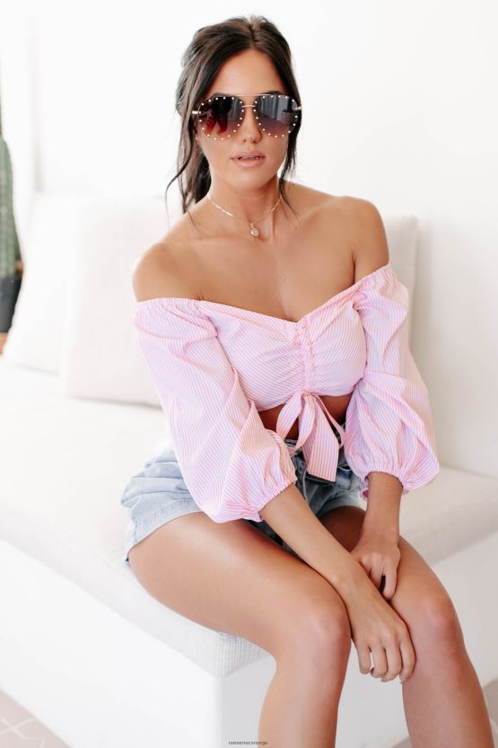 rosa/hvit NanaMacs sailor's delight stripete rynketopp 402NJ01457