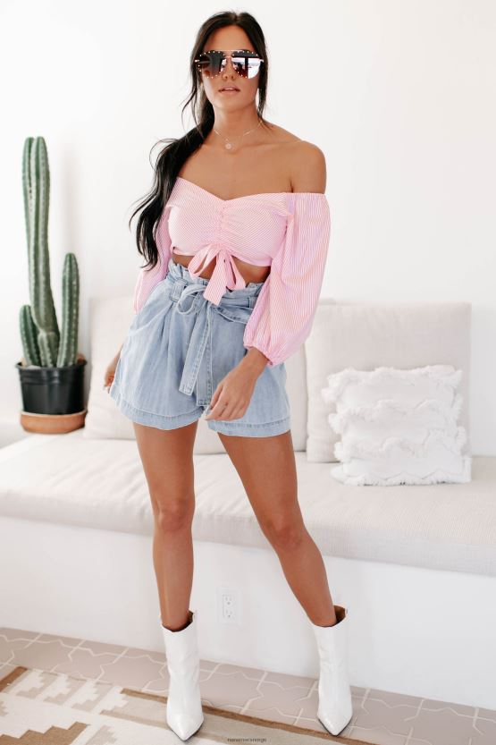 rosa/hvit NanaMacs sailor's delight stripete rynketopp 402NJ01457