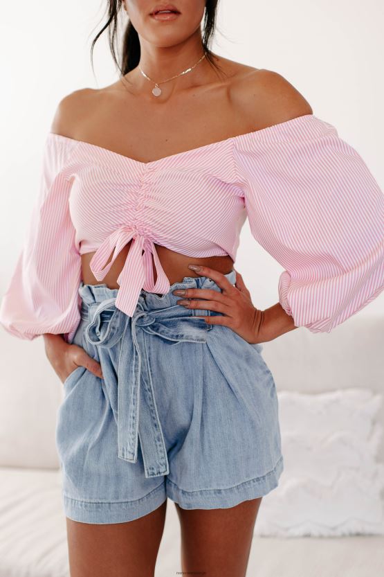 rosa/hvit NanaMacs sailor's delight stripete rynketopp 402NJ01457