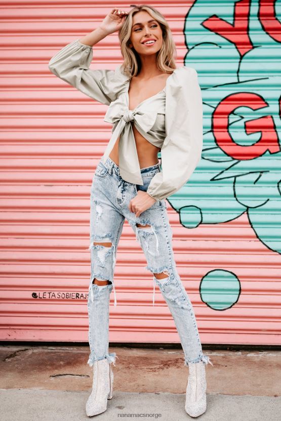 salvie NanaMacs knyttet ekte selvknyt puff skulder crop top 402NJ01520