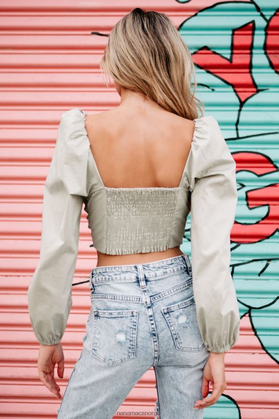 salvie NanaMacs knyttet ekte selvknyt puff skulder crop top 402NJ01520