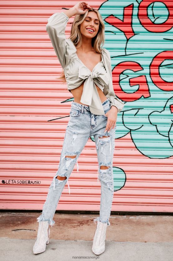 salvie NanaMacs knyttet ekte selvknyt puff skulder crop top 402NJ01520