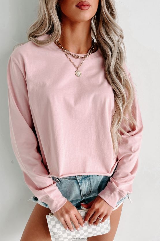 støvete rosa NanaMacs langermet crop topp 402NJ0634