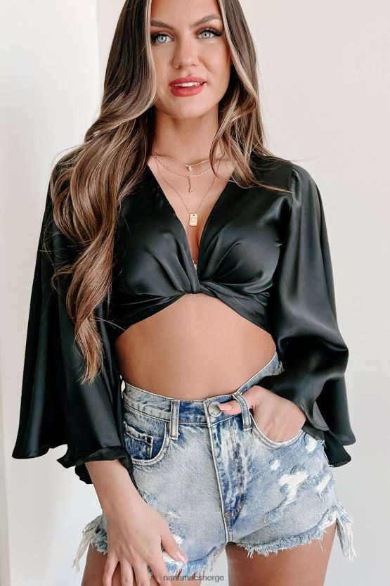 svart NanaMacs bedre med kimono ermet crop top 402NJ01195