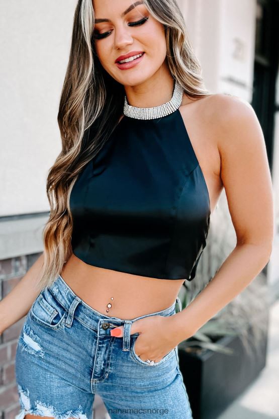 svart NanaMacs bevis at du er verdt tie-back grime crop top 402NJ0213