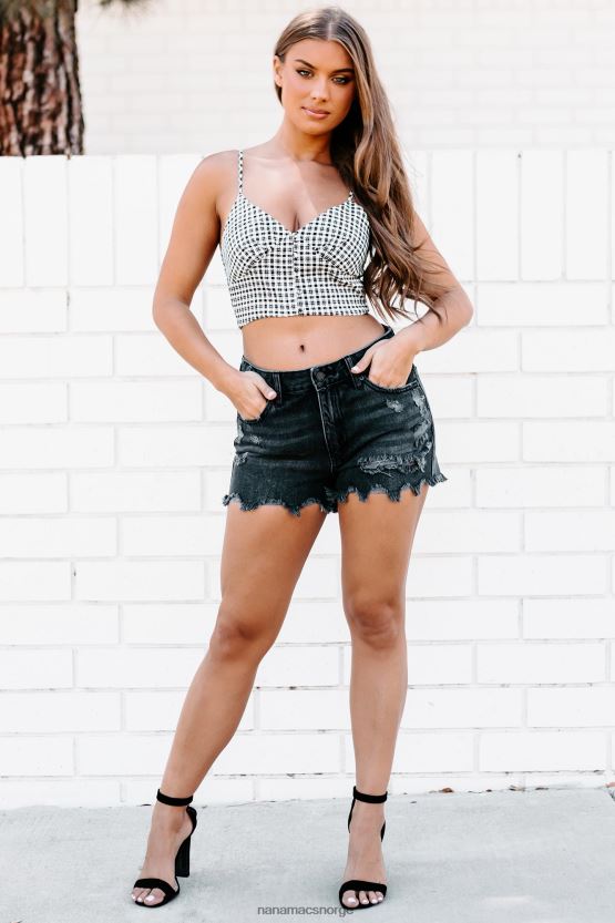 svart NanaMacs creative minds rutete crop top 402NJ01524