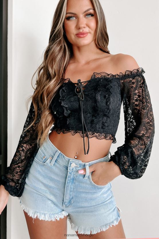 svart NanaMacs down broadway off skulder blonde crop top 402NJ054