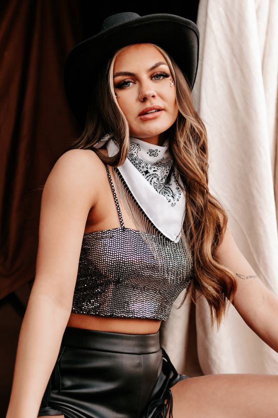 svart NanaMacs går all in glitter crop top 402NJ0135