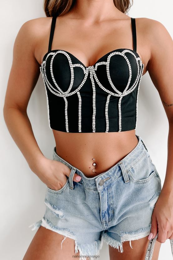svart NanaMacs moonlight moments rhinestone bustier crop top 402NJ014