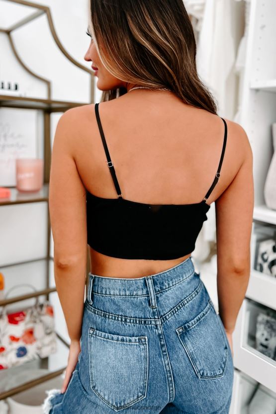 svart NanaMacs oppgitt formål ruched byste crop top 402NJ0172