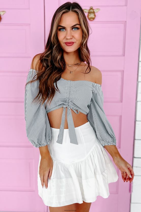 svart hvit NanaMacs sailor's delight stripete rynketopp 402NJ01481