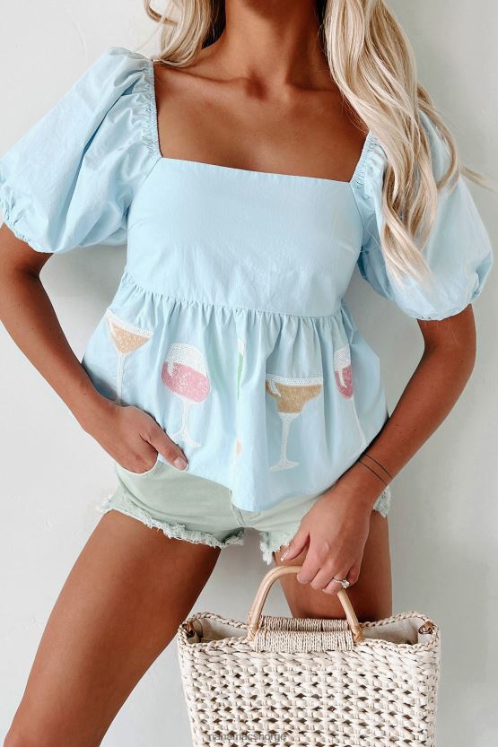 blå NanaMacs hurra for den glitterbroderte toppen 402NJ068