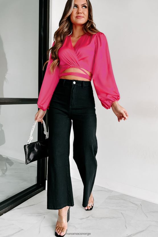 fuchsia NanaMacs fikk meg i knuter sateng wrap topp 402NJ099