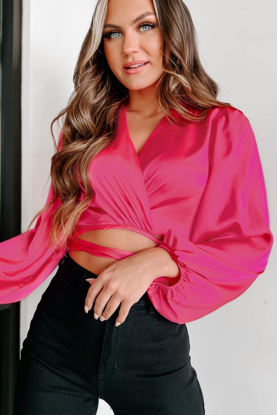 fuchsia NanaMacs fikk meg i knuter sateng wrap topp 402NJ099