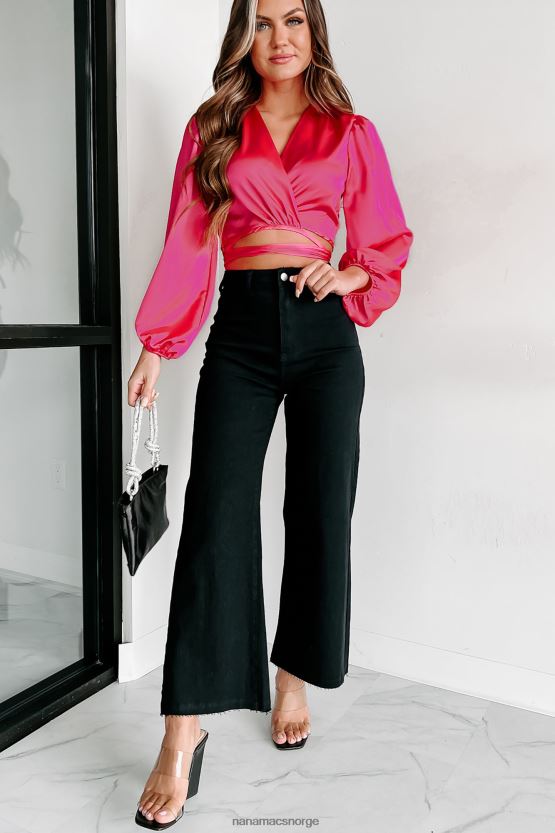 fuchsia NanaMacs fikk meg i knuter sateng wrap topp 402NJ099