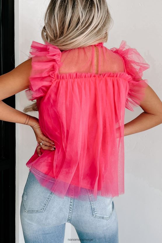 fuchsia NanaMacs force of fashion ruffled mesh topp 402NJ0113
