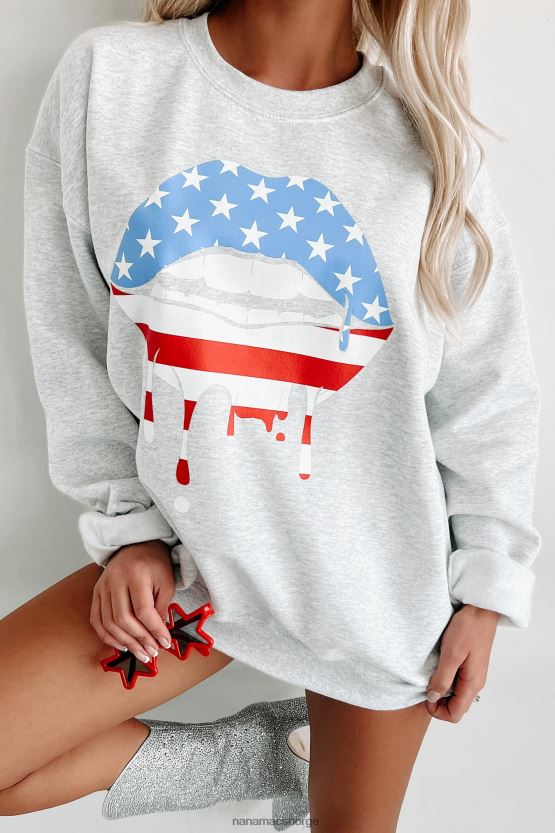 askegrå NanaMacs dryppende av stolthet grafisk crewneck 402NJ01007