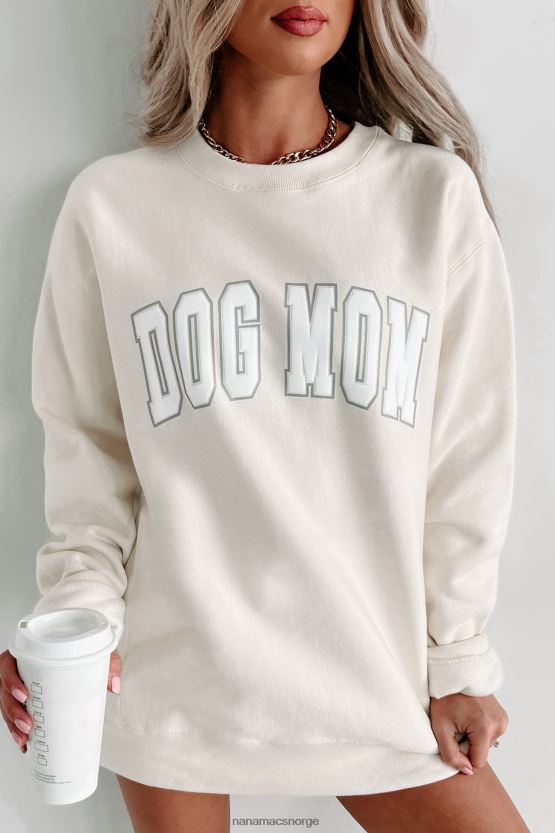 bein NanaMacs den beste "hundemor" tungvekts grafisk crewneck (bein) 402NJ01019