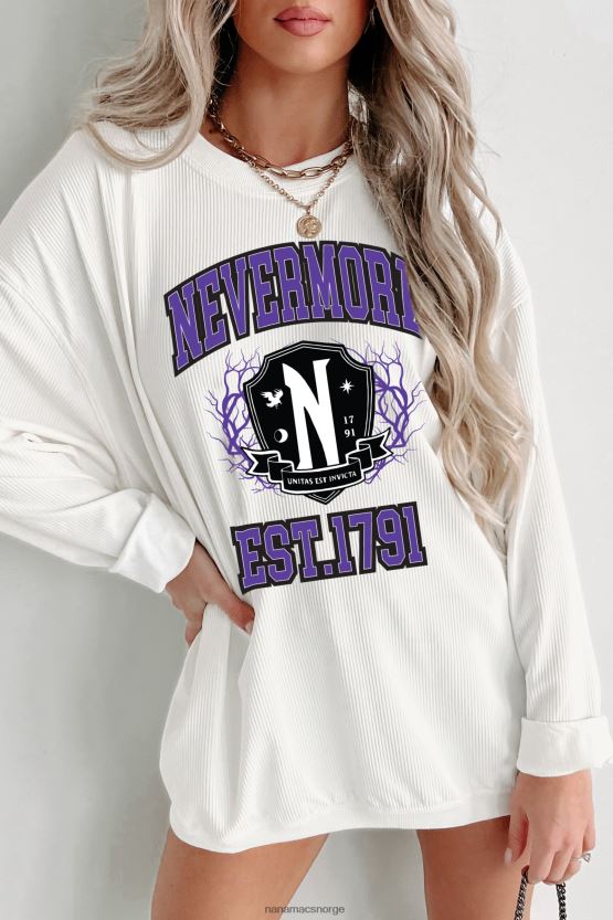 elfenbein NanaMacs unitas est invicta grafisk crewneck med ledning 402NJ0906